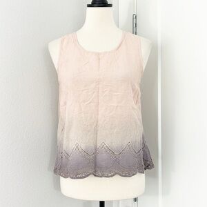 Anthropologie Aratta Medium Pink, Purple Ombre Millicent Split Back Tank Top